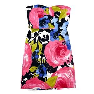 Trina Turk Vintage Y2K Floral Bustier Strapless Dress Multicolor Women's 4